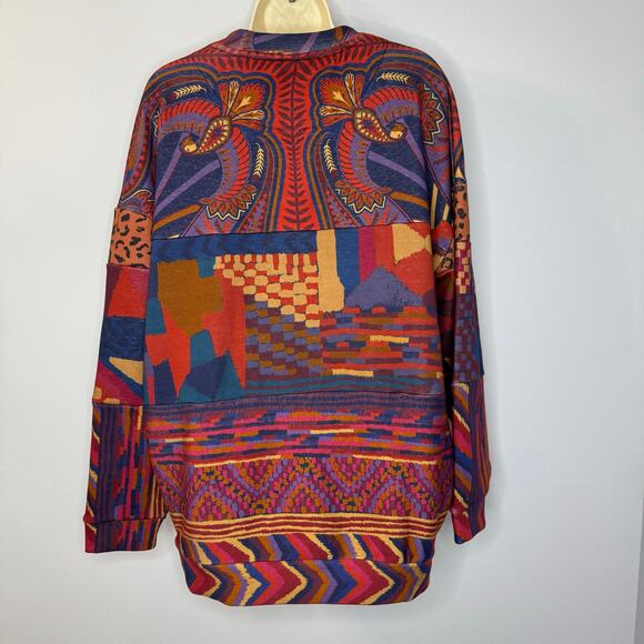 FARM RIO Mix Print Long Line Aztec Print Sweatshirt Relaxed Fit Western XS - Picture 3 of 13